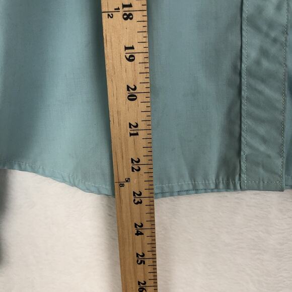 VTG CIRCLE T Western Ruffle Snap Shirt Sz 11 36" Bust Blue Long Puff Sleeve USA - Picture 6 of 9